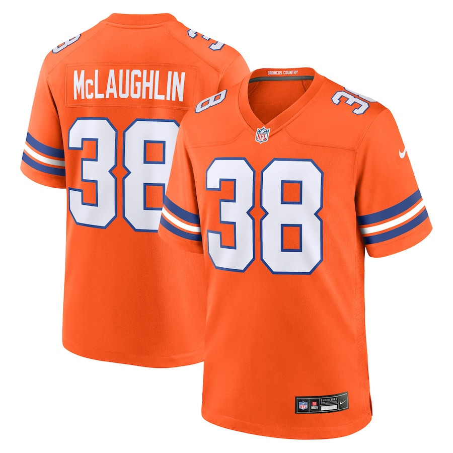 Jaleel McLaughlin #38 Denver Broncos Throwback Game Jersey - Men's | Orange