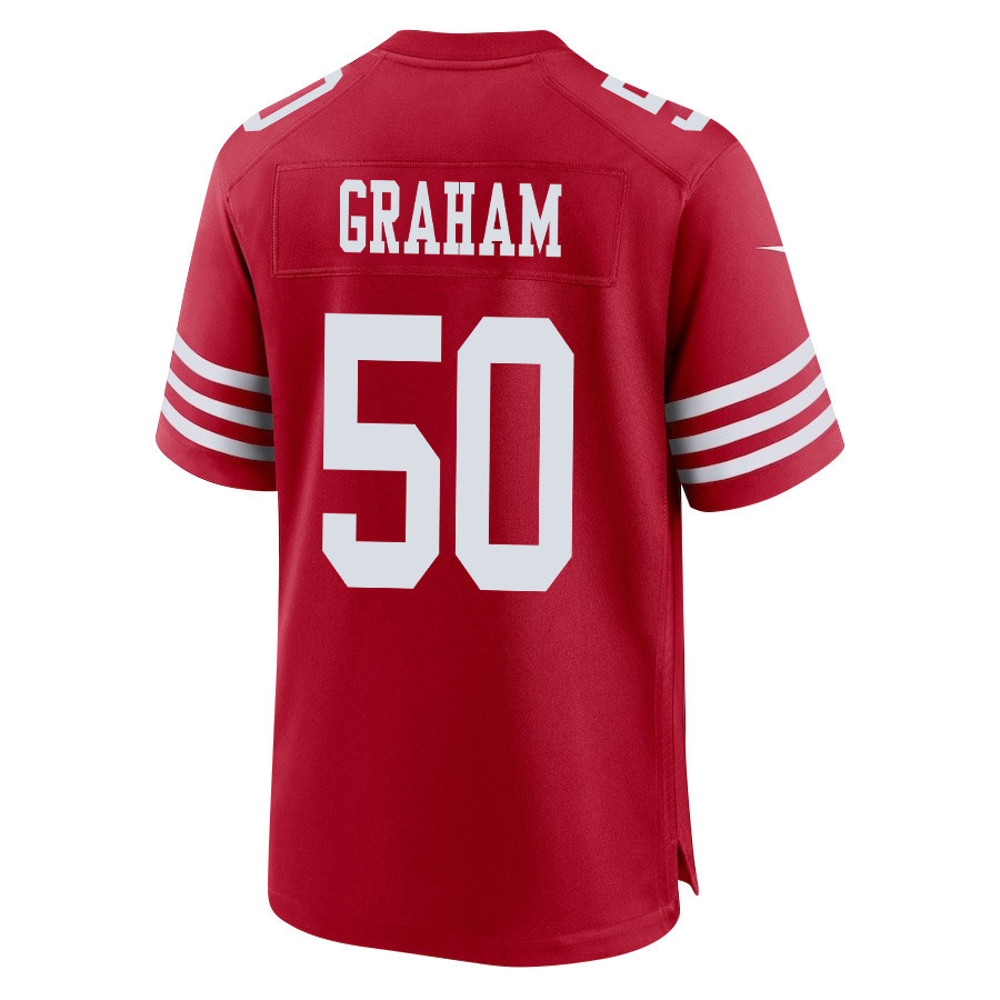 Jalen Graham #50 San Francisco 49ers Game Jersey - Men's | Scarlet - Image 3