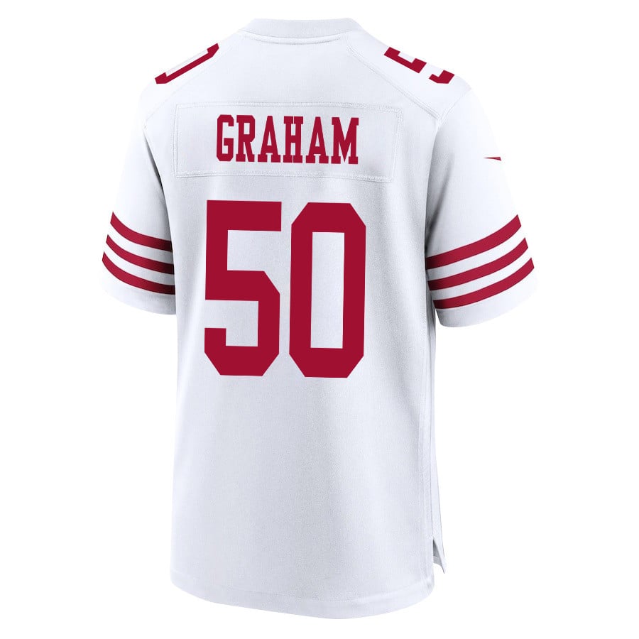 Jalen Graham #50 San Francisco 49ers Super Bowl LVIII Patch Game Jersey - Men's | White - Image 3