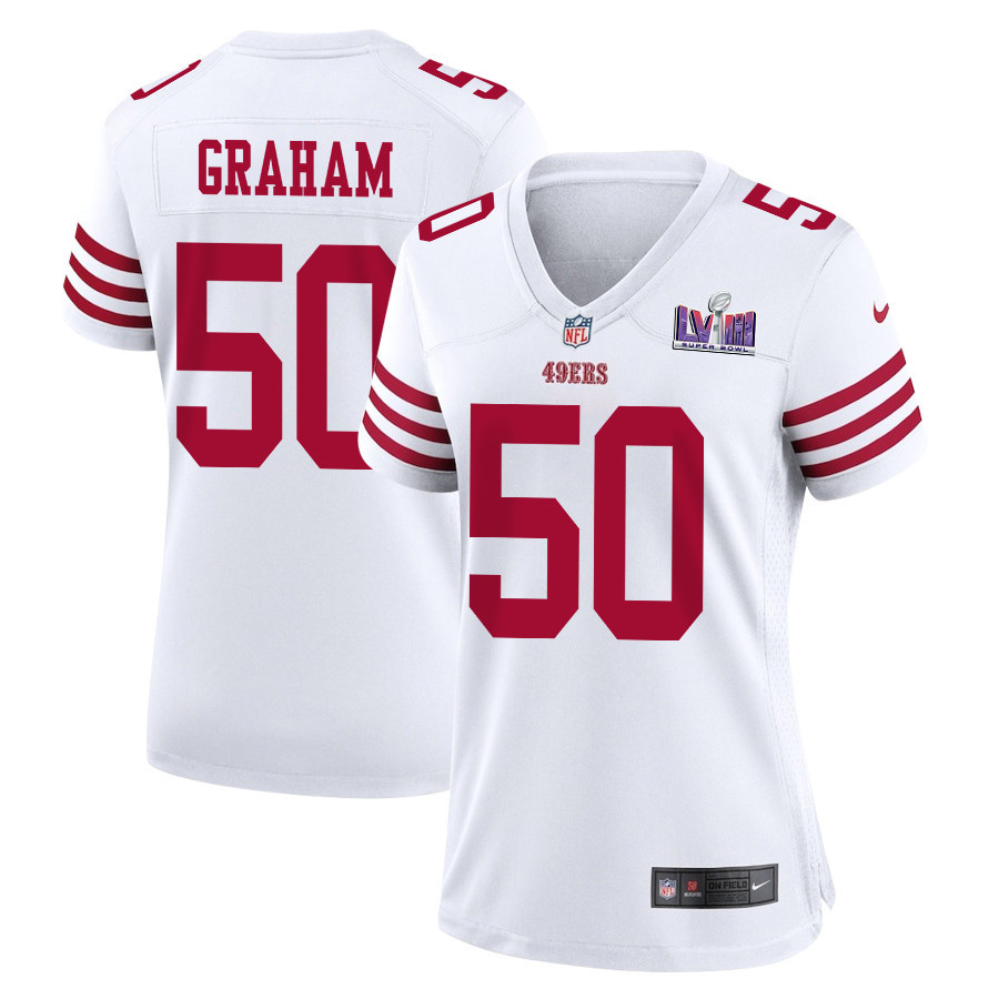 Jalen Graham #50 San Francisco 49ers Super Bowl LVIII Patch Game Jersey - Women's | White