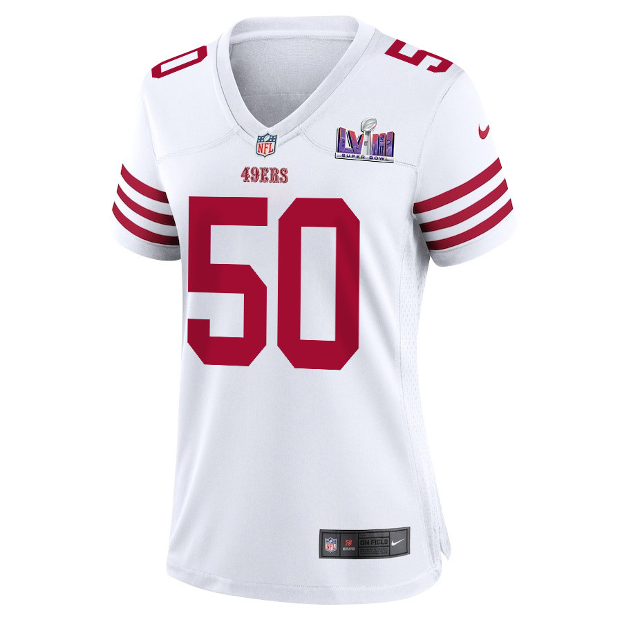 Alternative view of Jalen Graham #50 San Francisco 49ers Super Bowl LVIII Patch Game Jersey - Women's | White