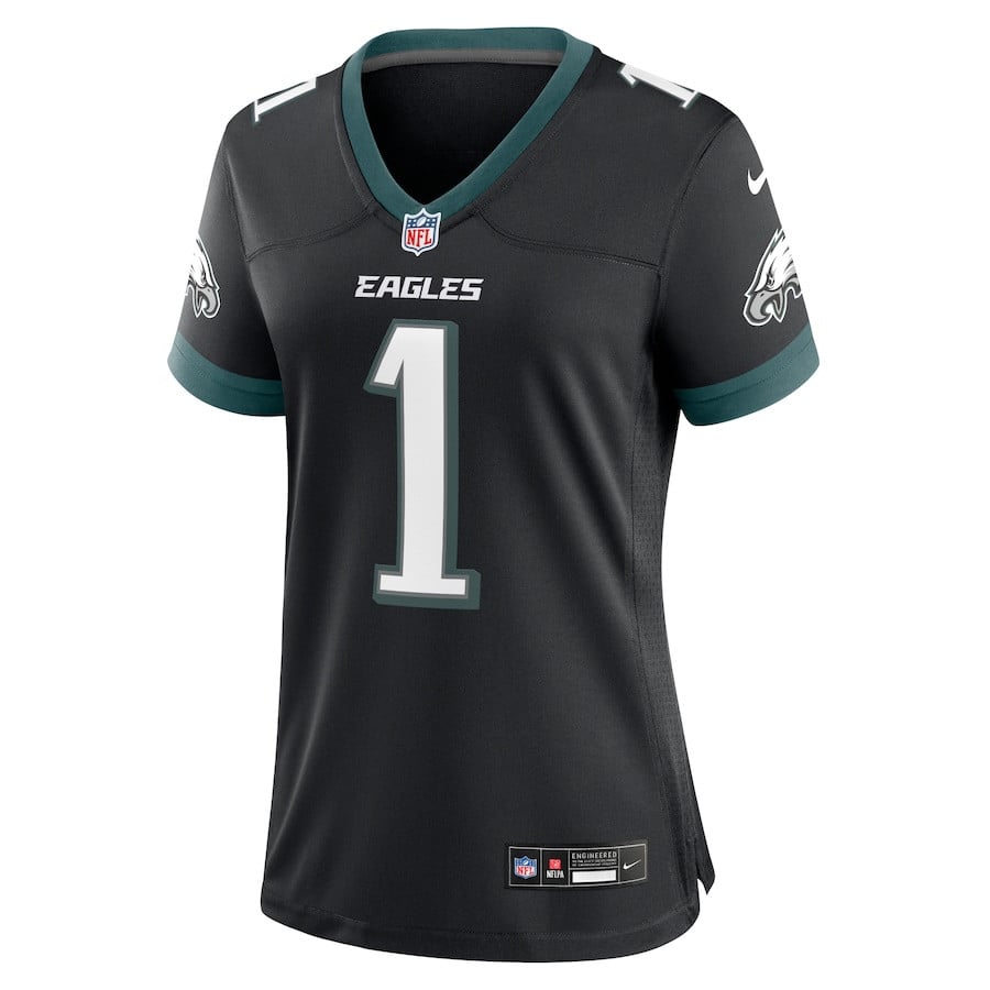 Alternative view of Jalen Hurts #1 Philadelphia Eagles Alternate Game Jersey - Women's | Black