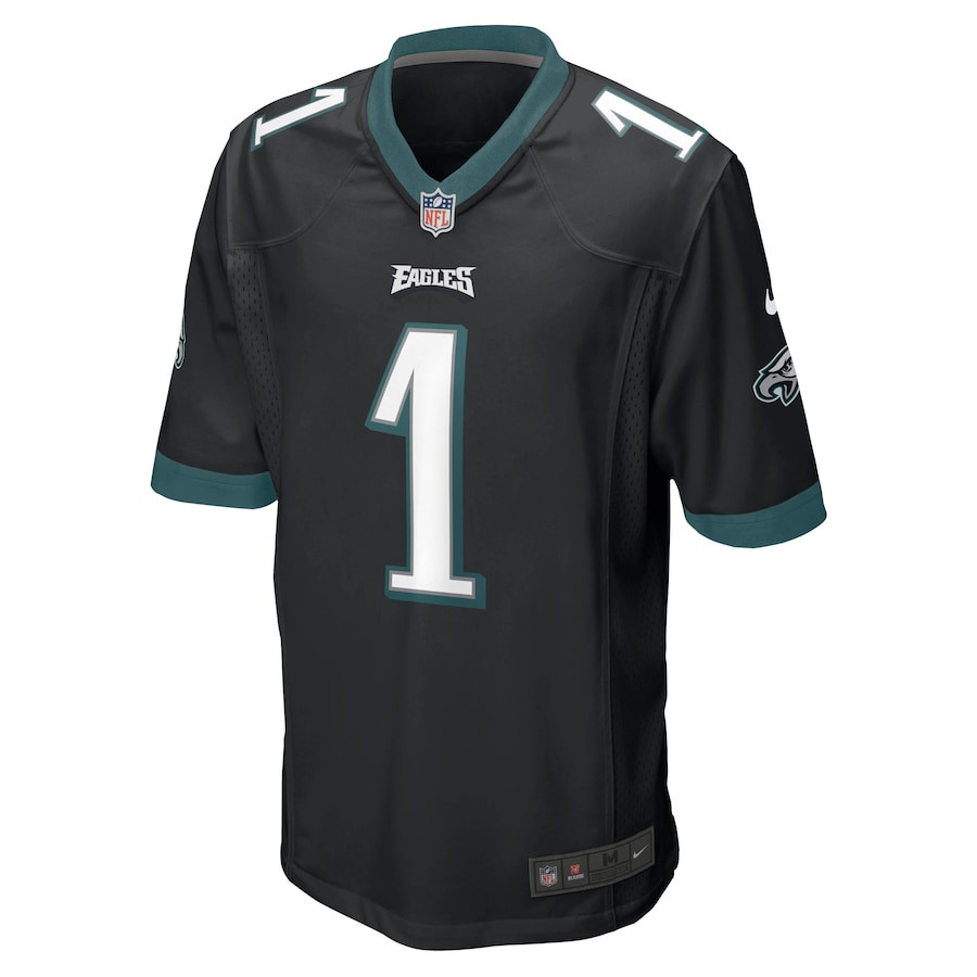 Alternative view of Jalen Hurts #1 Philadelphia Eagles Game Jersey - Men's | Black