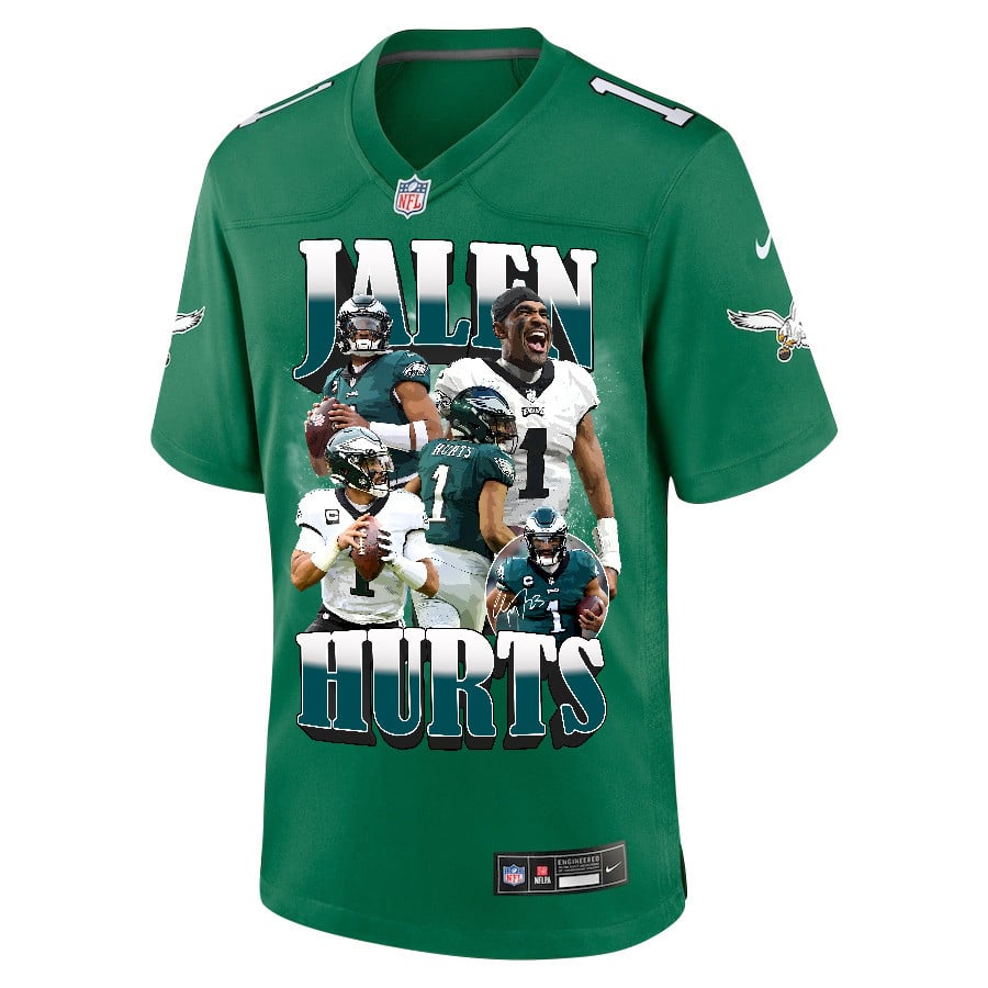 Alternative view of Jalen Hurts #1 Philadelphia Eagles Game Jersey - Men's | Kelly Green