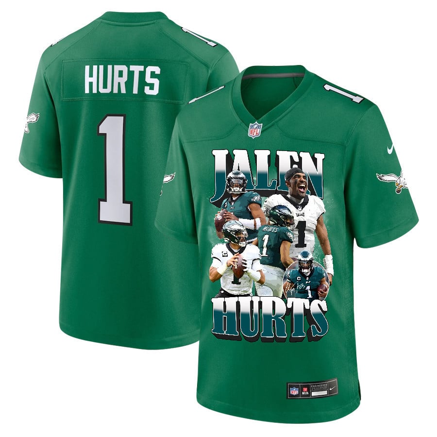 Jalen Hurts #1 Philadelphia Eagles Game Jersey - Men's | Kelly Green