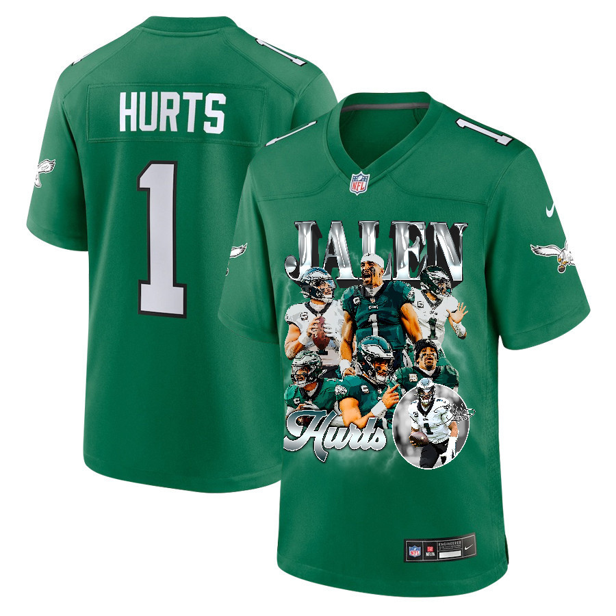 Jalen Hurts #1 Philadelphia Eagles Game Jersey - Men's | Kelly Green