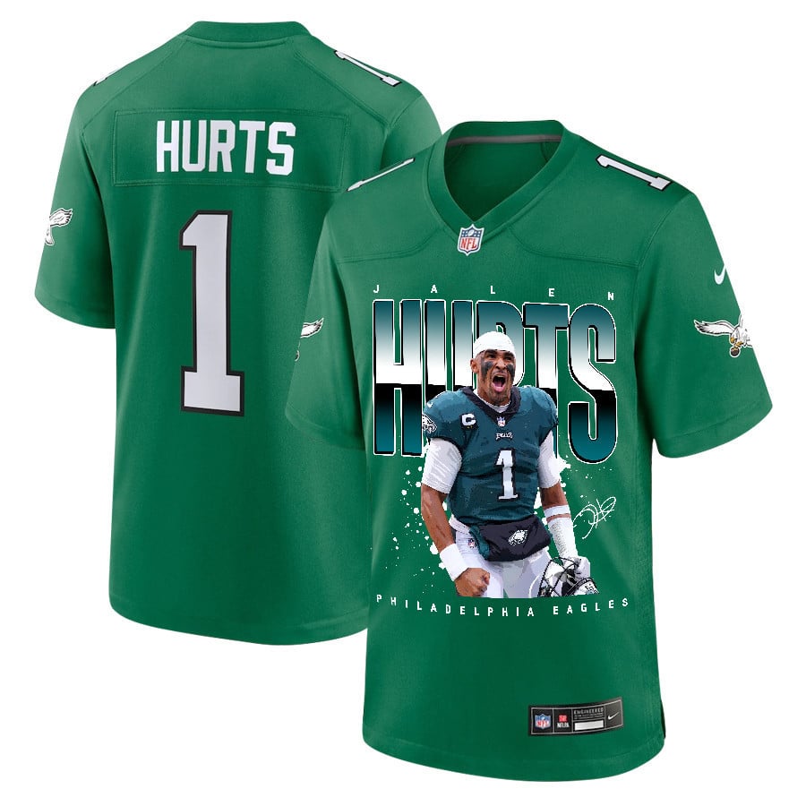 Jalen Hurts #1 Philadelphia Eagles Game Jersey - Men's | Kelly Green