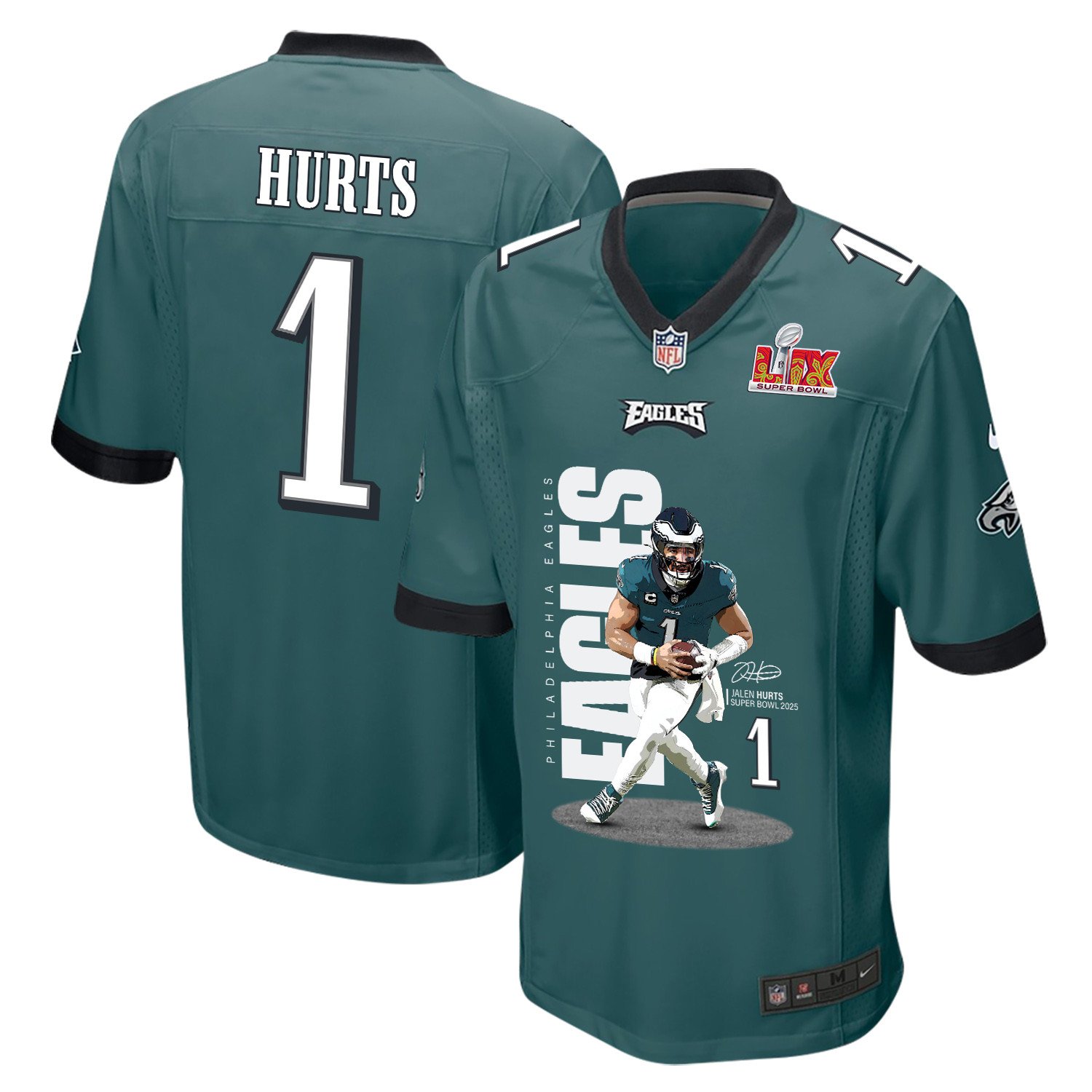 Jalen Hurts #1 Philadelphia Eagles Game Jersey - Men's | Midnight Green