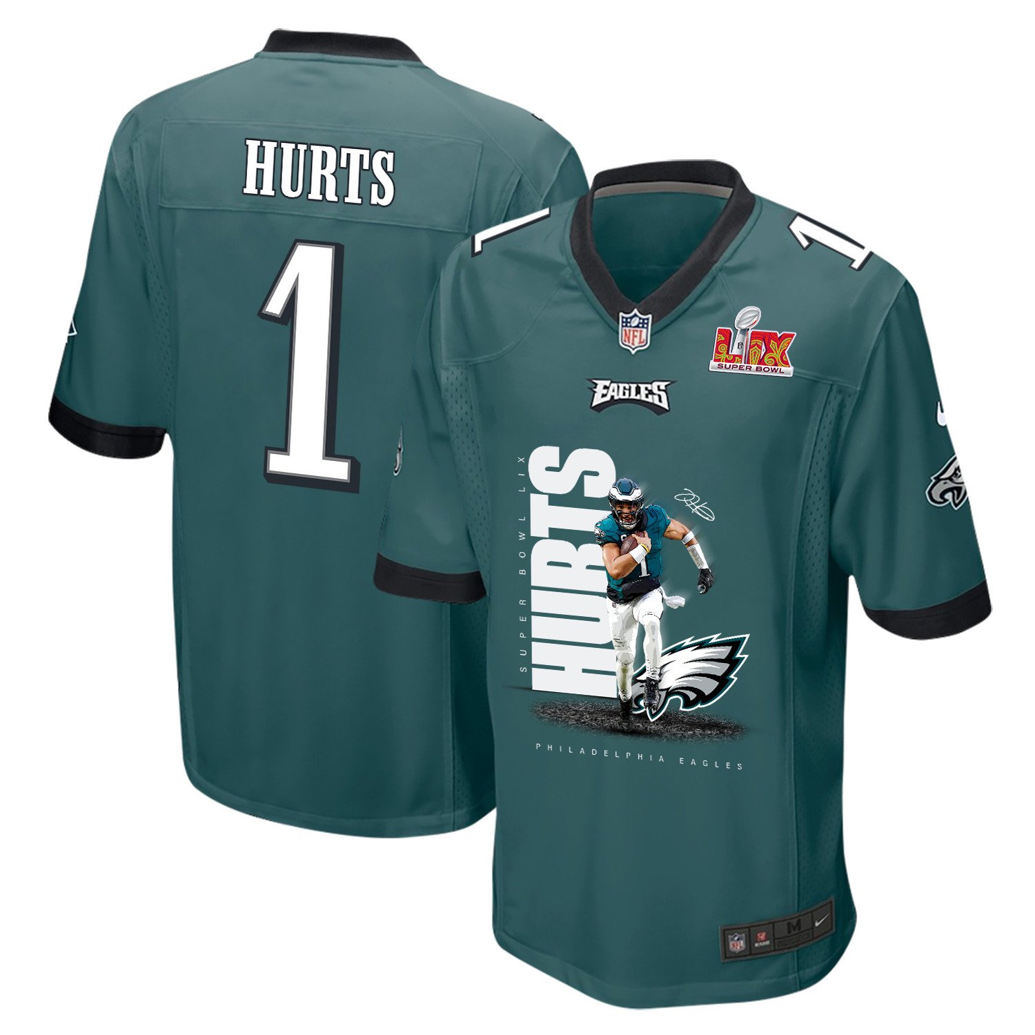 Jalen Hurts #1 Philadelphia Eagles Game Jersey - Men's | Midnight Green