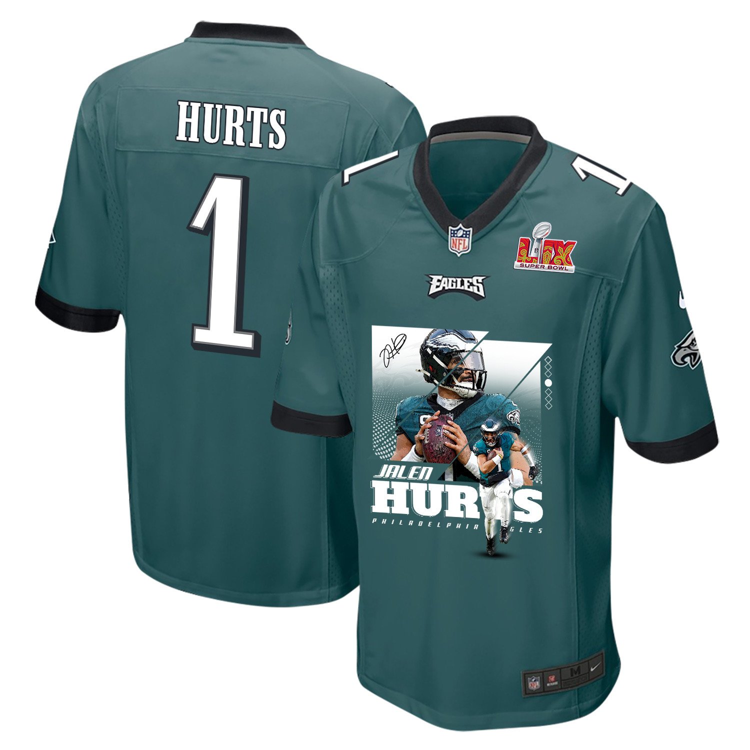 Jalen Hurts #1 Philadelphia Eagles Game Jersey - Men's | Midnight Green