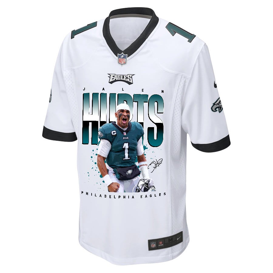Alternative view of Jalen Hurts #1 Philadelphia Eagles Game Jersey - Men's | White