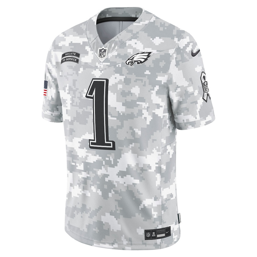 Alternative view of Jalen Hurts #1 Philadelphia Eagles Salute To Service Limited Jersey - Men's | Arctic Camo