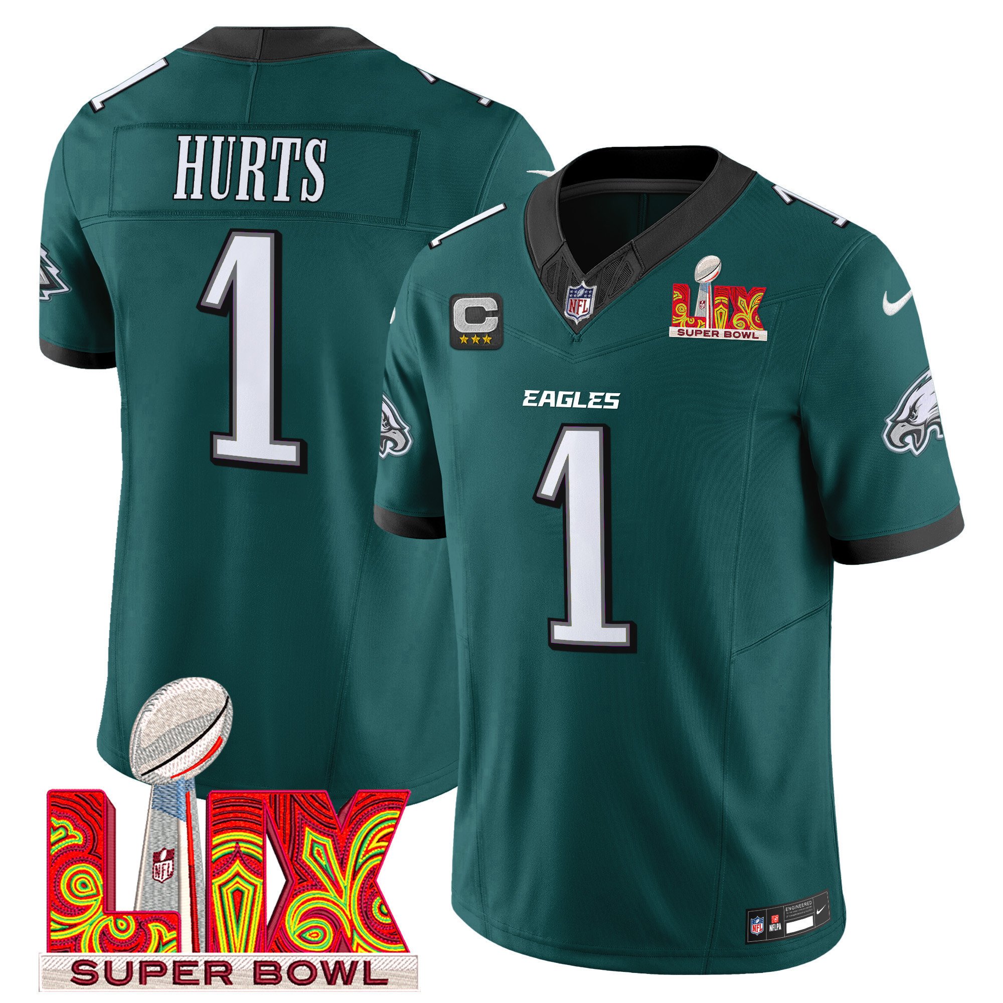 Jalen Hurts #1 Philadelphia Eagles Super Bowl Limited Jersey - Men's | Midnight Green