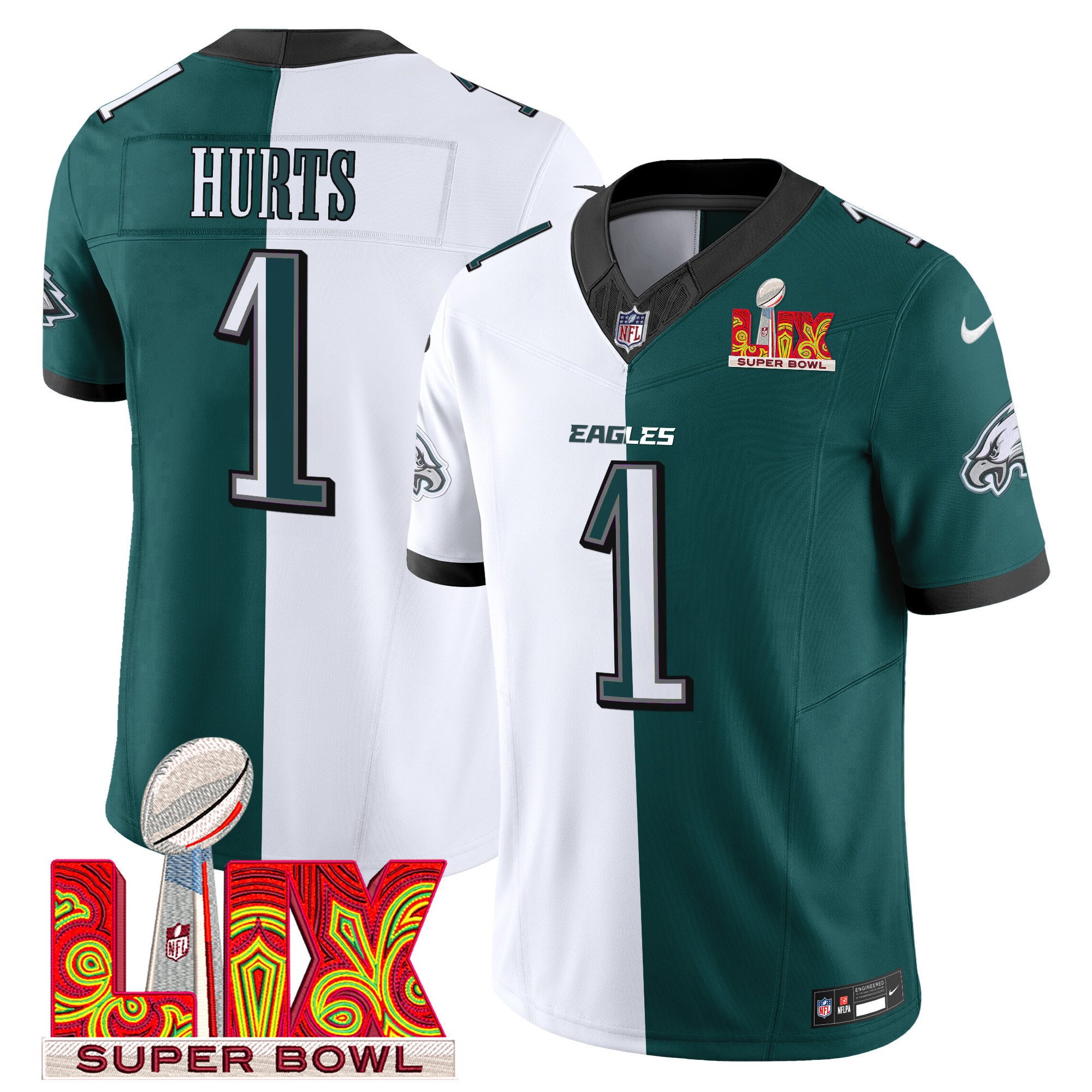 Jalen Hurts #1 Philadelphia Eagles Super Bowl Limited Jersey - Men's | Split