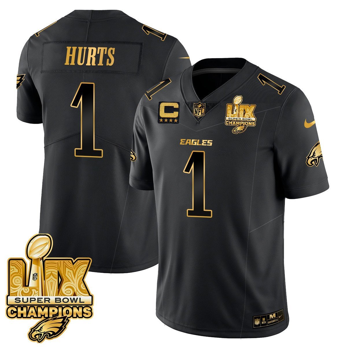 Jalen Hurts #1 Philadelphia Eagles Super Bowl LIX Champions Limited Jersey - Men's | Black Gold