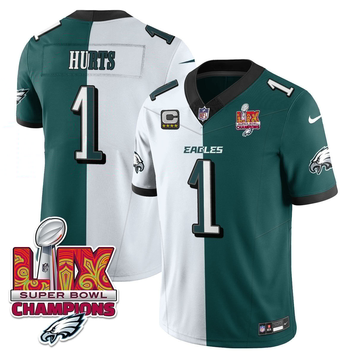 Jalen Hurts #1 Philadelphia Eagles Super Bowl LIX Champions Limited Jersey - Men's | Split