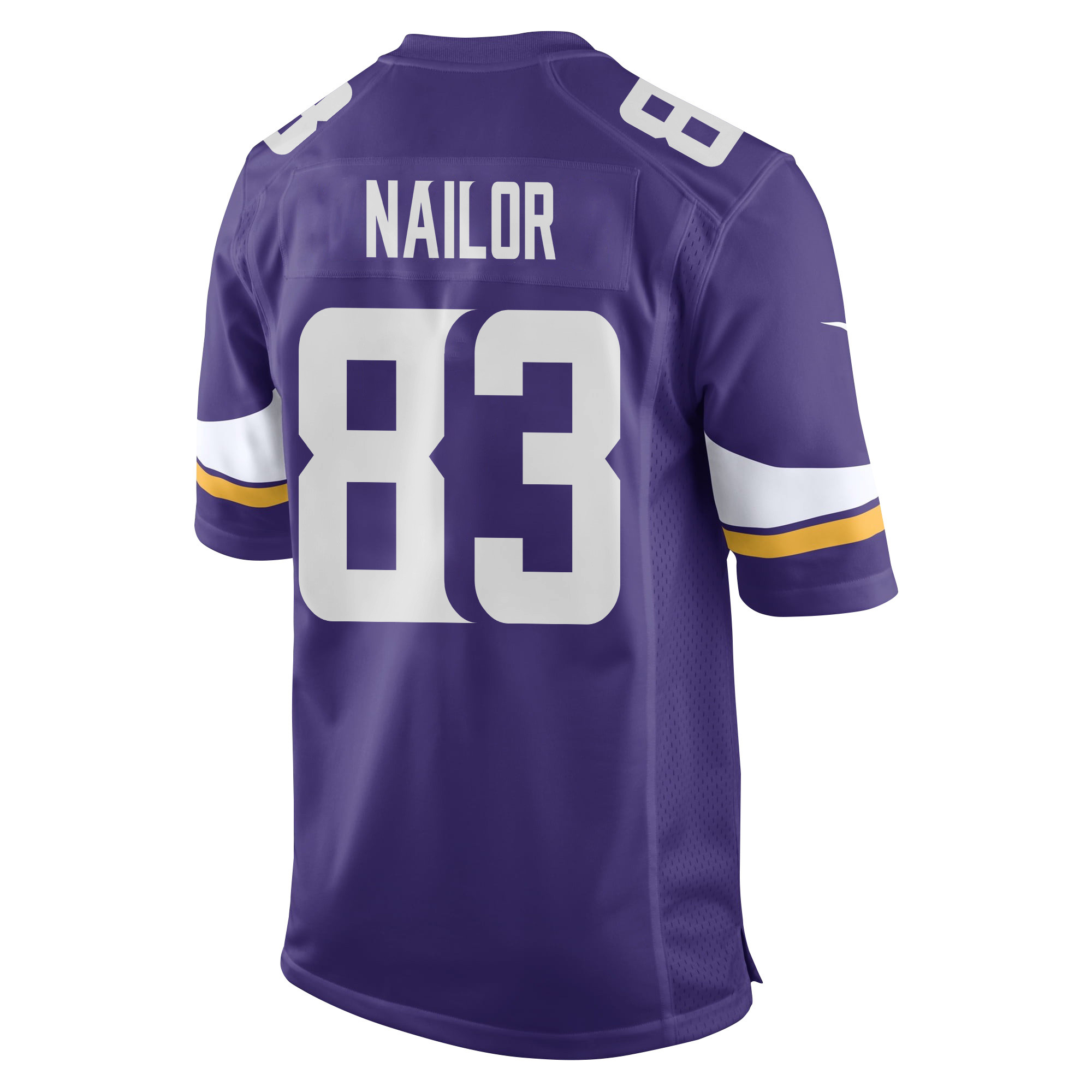 Alternative view of Jalen Nailor #83 Minnesota Vikings Super Bowl LIX Game Jersey - Men's | Purple