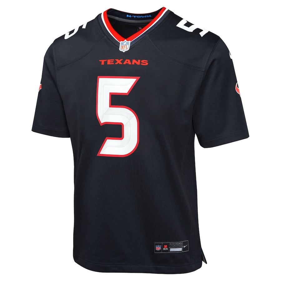 Alternative view of Jalen Pitre #5 Houston Texans Game Jersey - Youth | Navy
