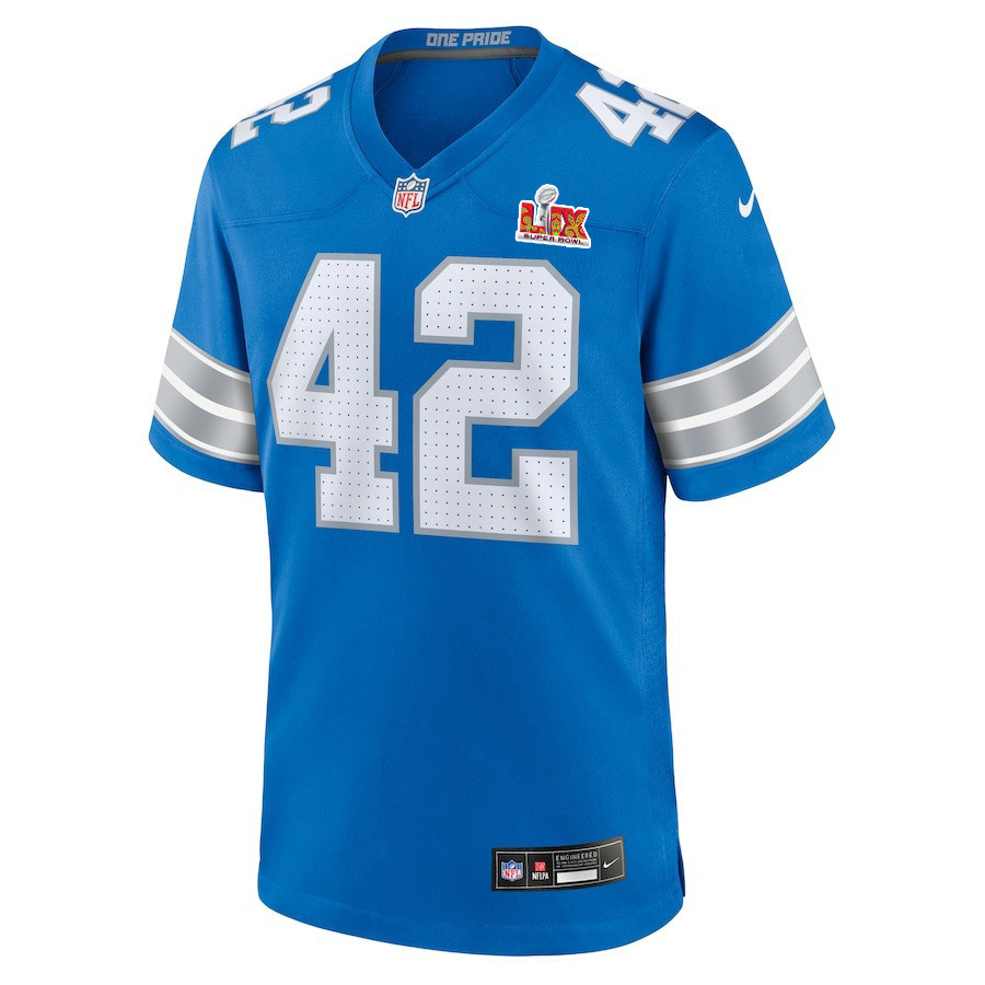 Alternative view of Jalen Reeves-Maybin #42 Detroit Lions Super Bowl LIX Game Jersey - Men's | Blue