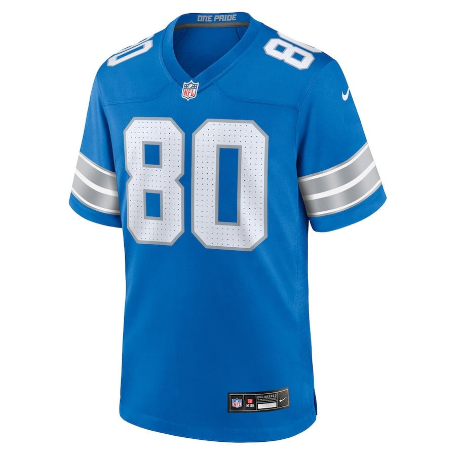 Alternative view of Jalon Calhoun #80 Detroit Lions Game Jersey - Men's | Blue