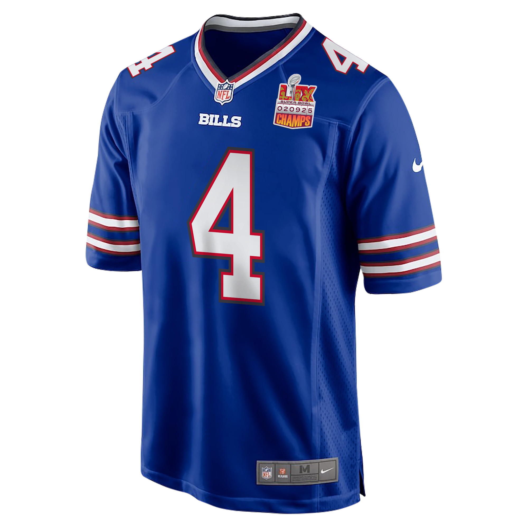 James Cook #4 Buffalo Bills Super Bowl LIX Champions Patch Game Jersey - Men's | Royal - Image 3