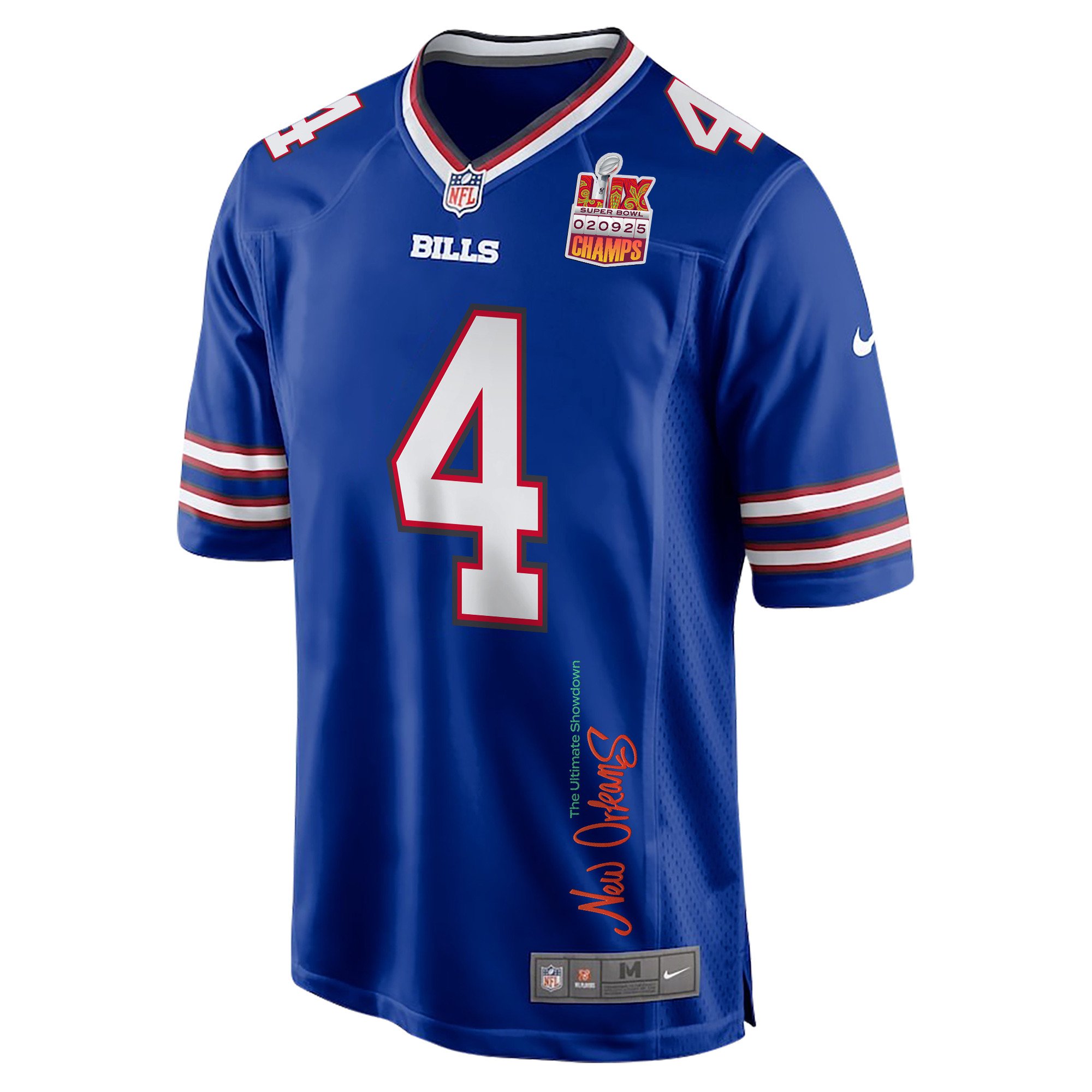 James Cook #4 Buffalo Bills Super Bowl LIX Champions Patch Game Jersey - Men's | Royal - Image 3