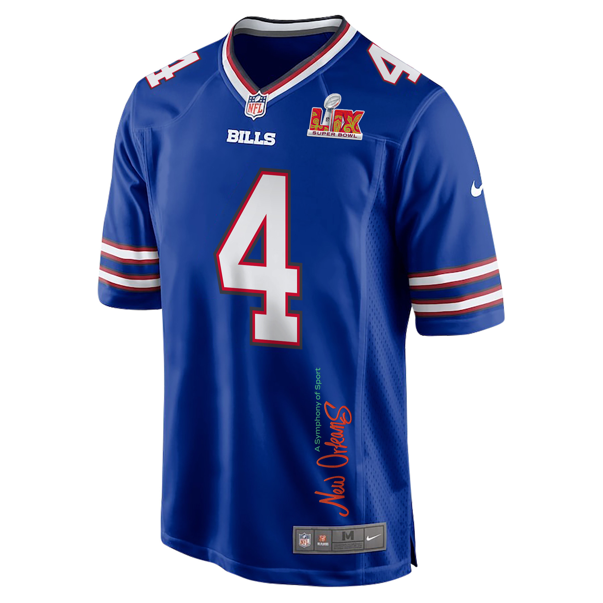 James Cook #4 Buffalo Bills Super Bowl LIX Game Jersey - Men's | Royal - Image 3