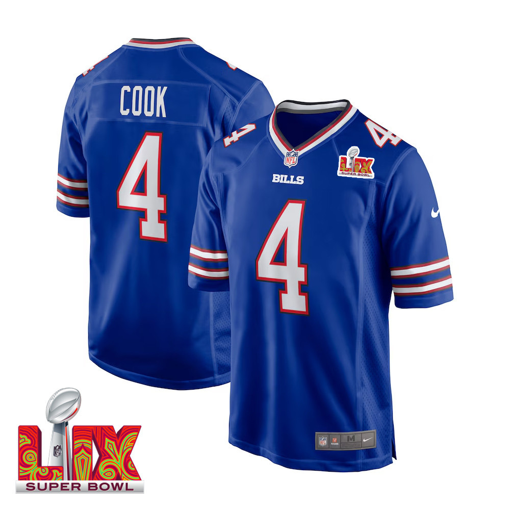 James Cook #4 Buffalo Bills Super Bowl LIX Game Jersey - Men's | Royal