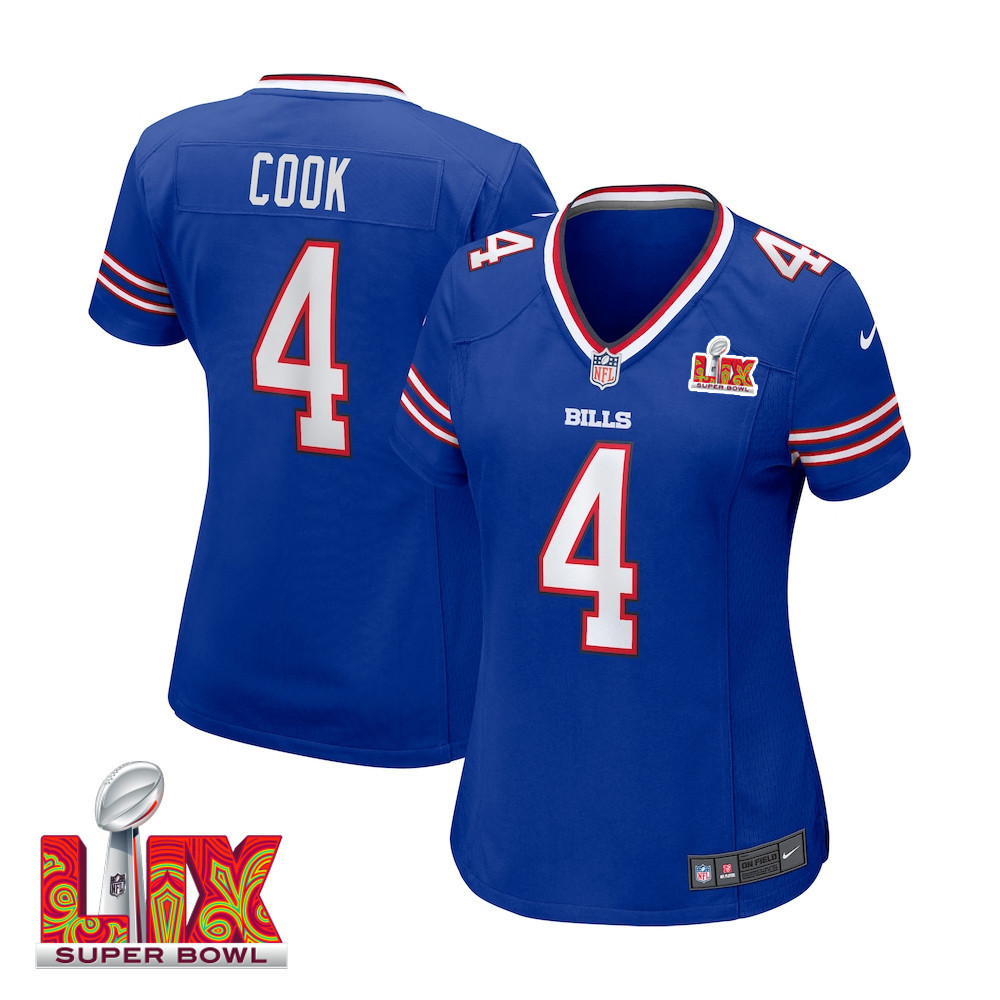 James Cook #4 Buffalo Bills Super Bowl LIX Game Jersey - Women's | Royal