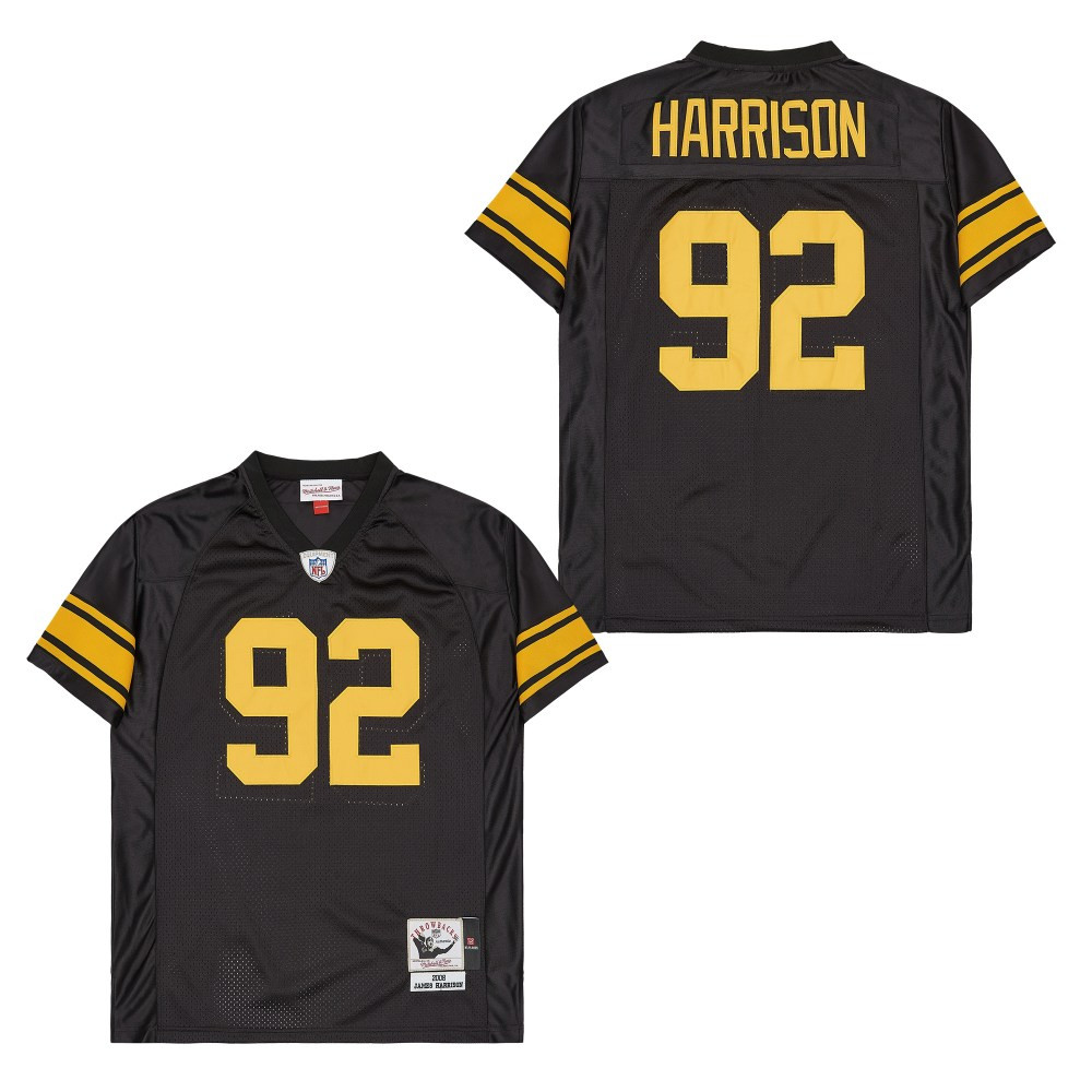 Alternative view of James Harrison #92 Pittsburgh Steelers Throwback Game Jersey - Men's | Black