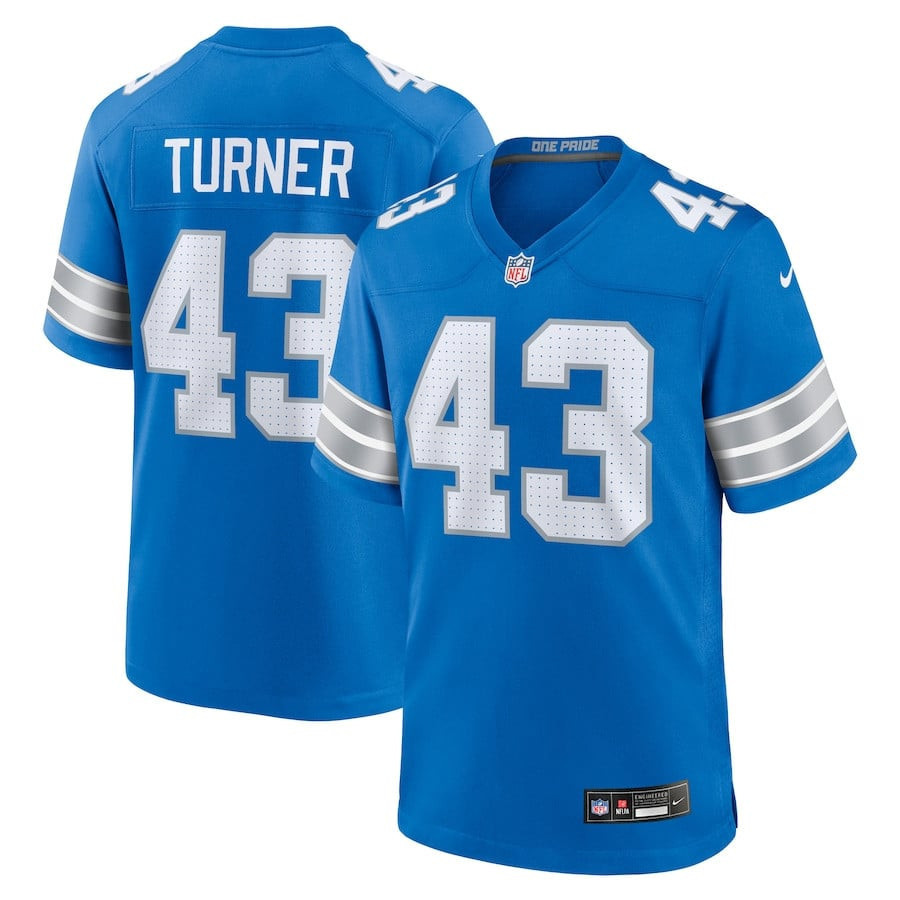 James Turner #43 Detroit Lions Game Jersey - Men's | Blue