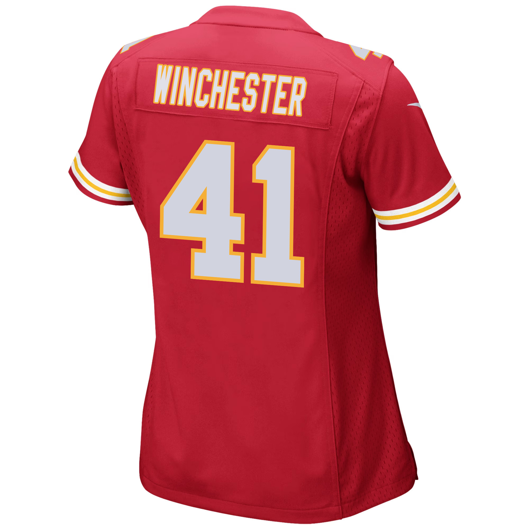 James Winchester #41 Kansas City Chiefs Super Bowl LVIII Champions 4 Stars Patch Game Jersey - Women's | Red - Image 3