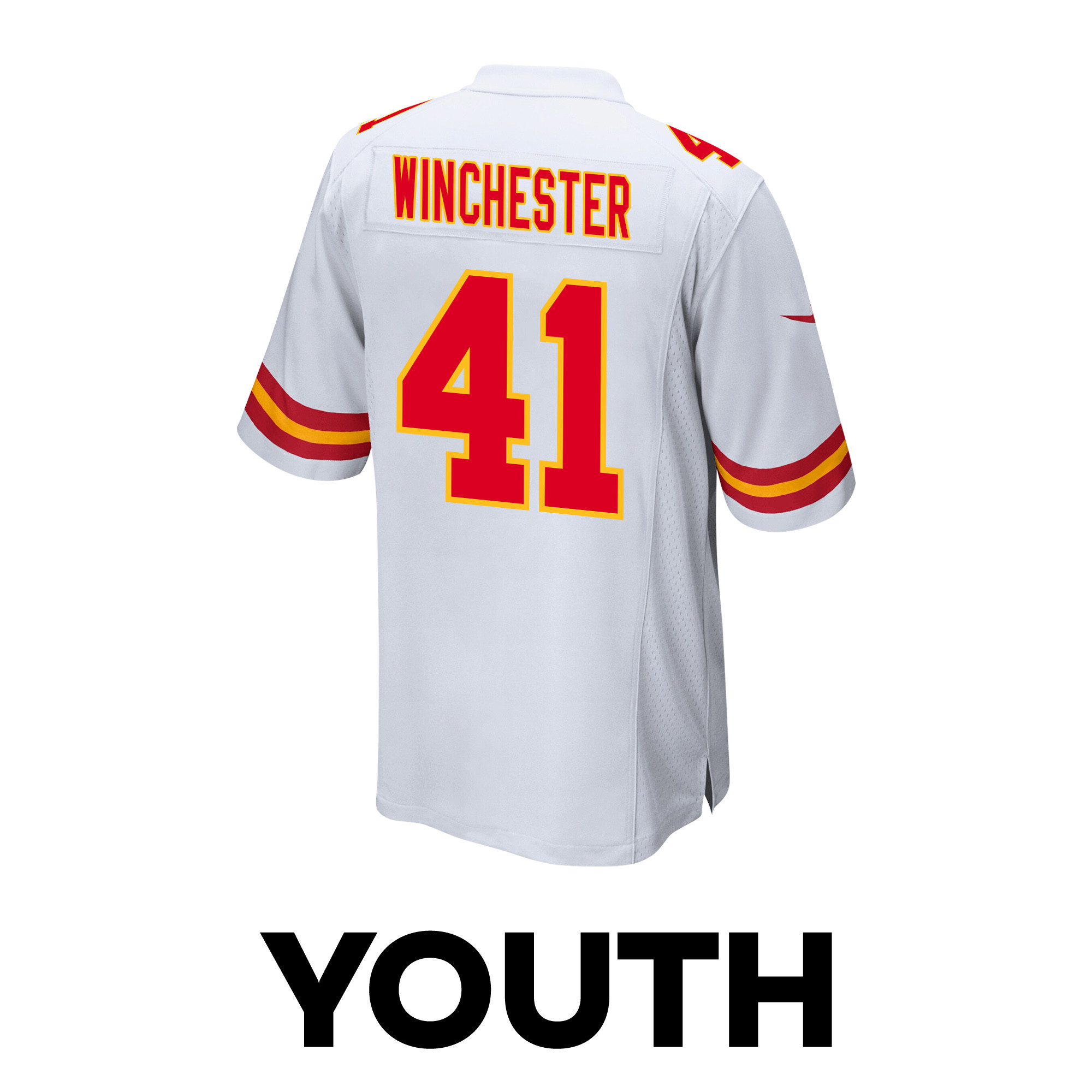 James Winchester #41 Kansas City Chiefs Super Bowl LVIII Champions 4X Game Jersey - Youth | White - Image 3