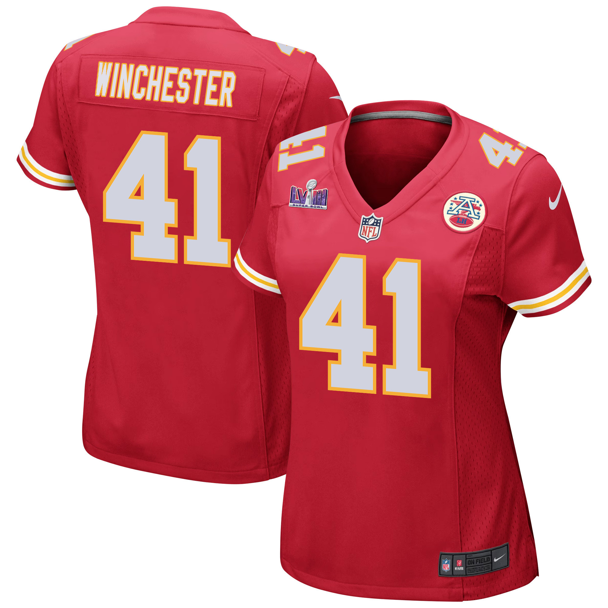 James Winchester #41 Kansas City Chiefs Super Bowl LVIII Patch Game Jersey - Women's | Red