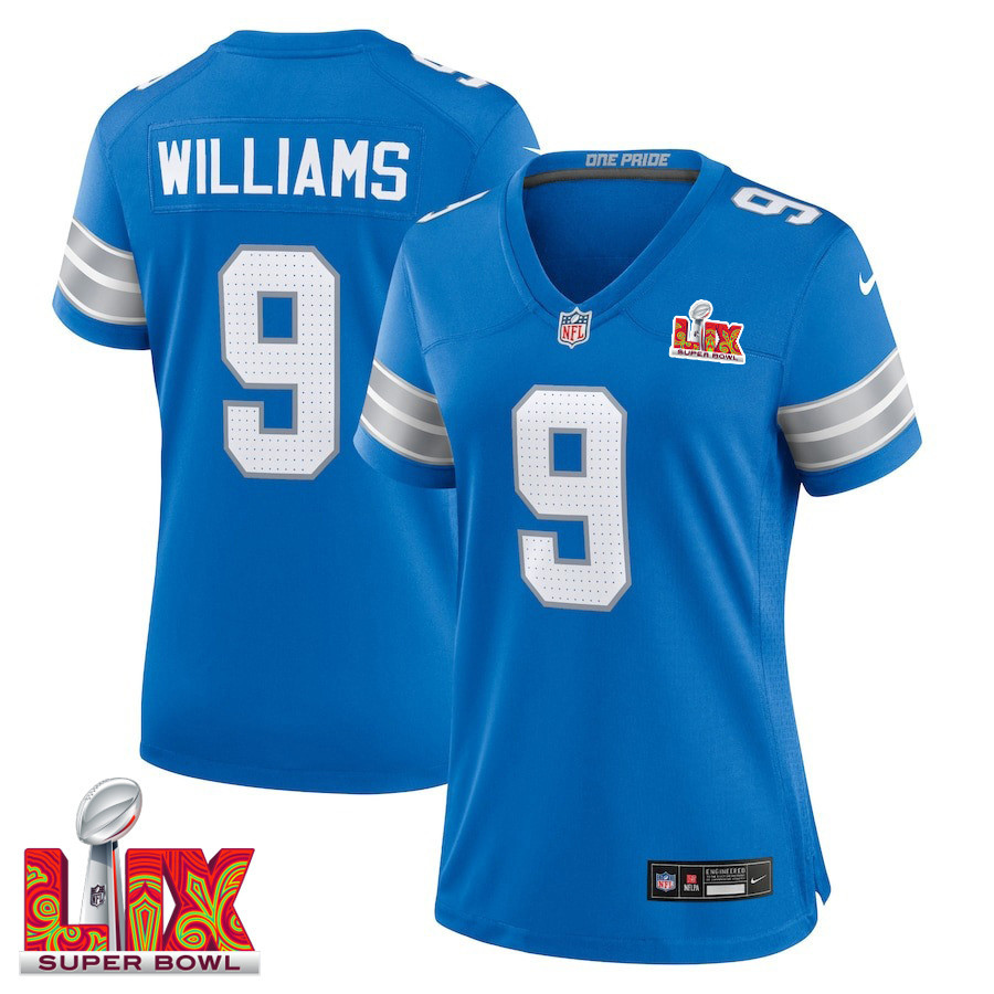 Jameson Williams #9 Detroit Lions Super Bowl LIX Game Jersey - Women's | Blue