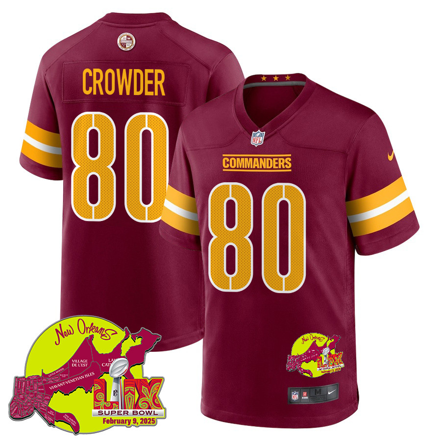 Jamison Crowder #80 Washington Commanders Super Bowl LIX Game Jersey - Men's | Burgundy
