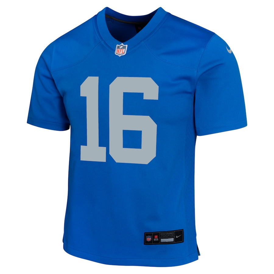 Alternative view of Jared Goff #16 Detroit Lions Alternate Game Jersey - Youth | Blue