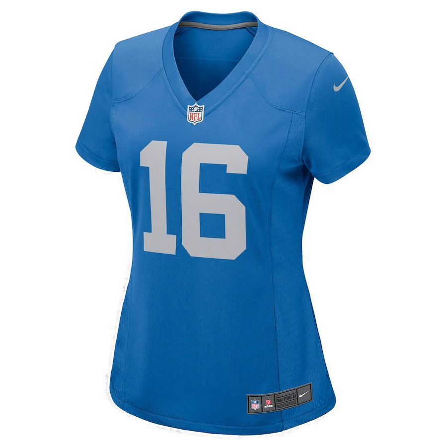 Alternative view of Jared Goff #16 Detroit Lions Game Jersey - Women's | Blue