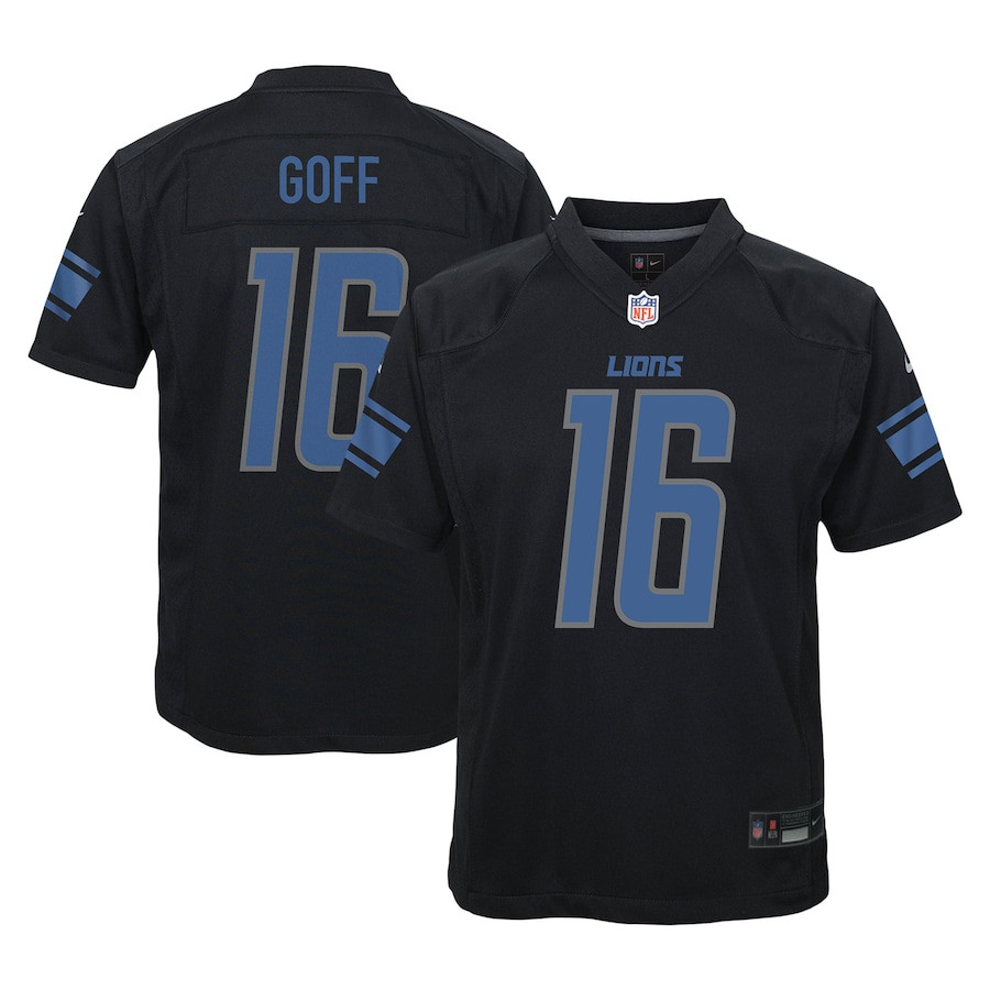 Jared Goff #16 Detroit Lions Game Jersey - Youth | Black