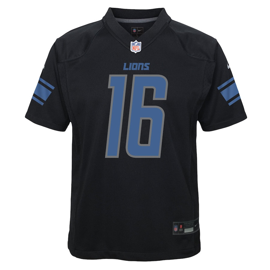 Alternative view of Jared Goff #16 Detroit Lions Game Jersey - Youth | Black