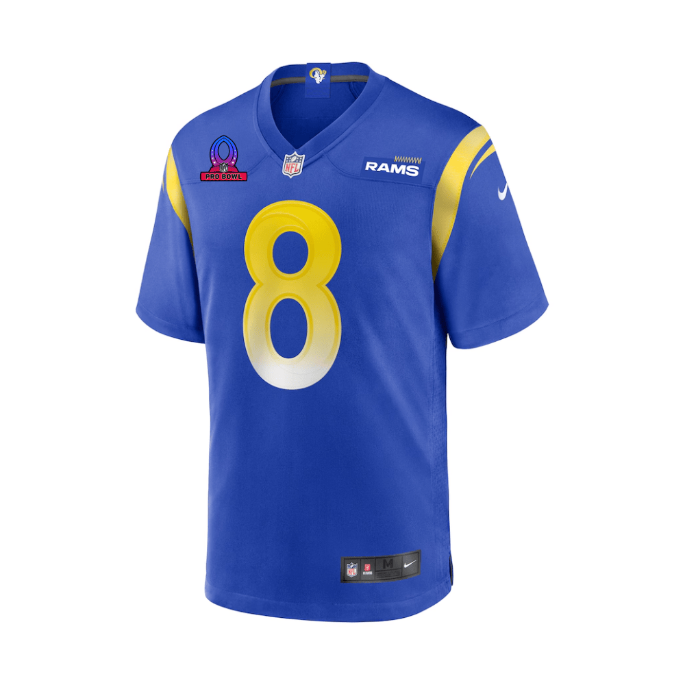 Alternative view of Jared Verse #8 Los Angeles Rams Game Jersey - Men's | Royal