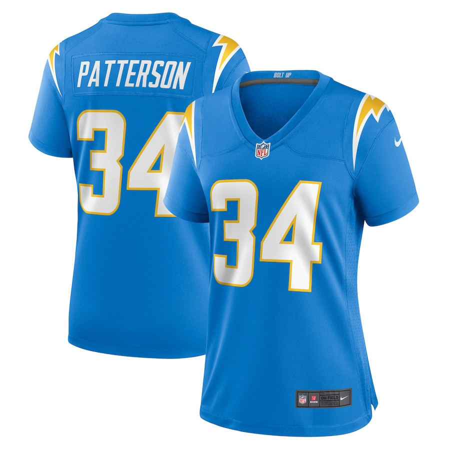 Jaret Patterson #34 Los Angeles Chargers Game Jersey - Women's | Powder Blue
