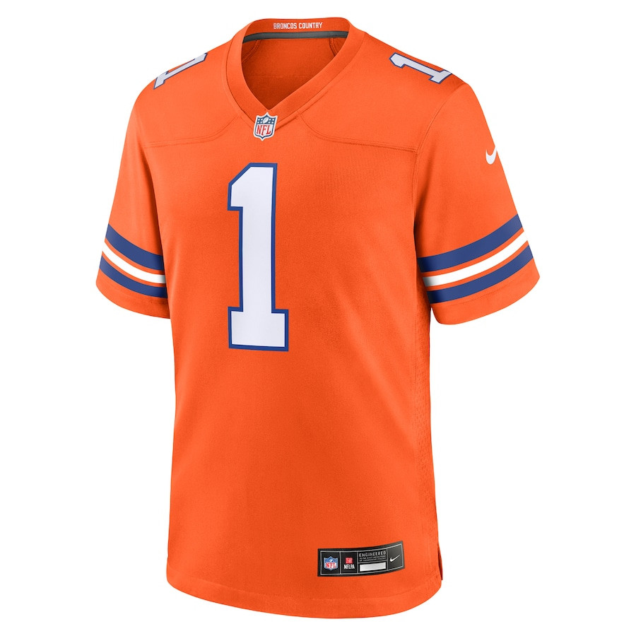 Alternative view of Jason Elam #1 Denver Broncos Throwback Game Jersey - Men's | Orange