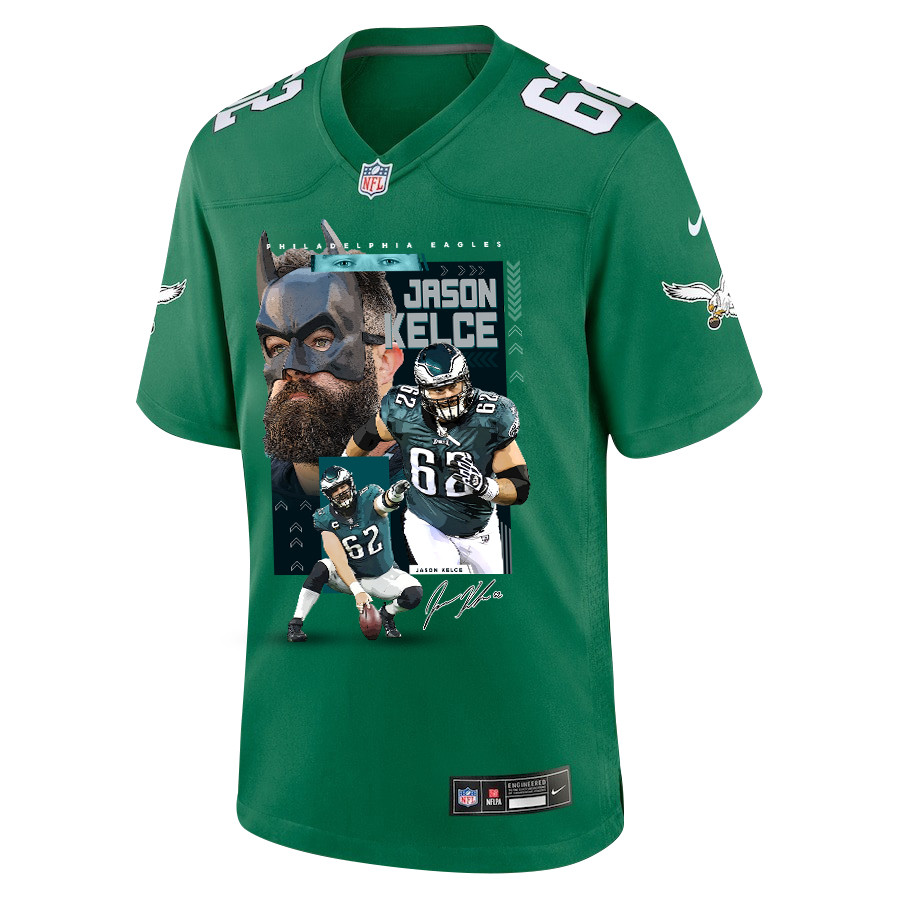 Alternative view of Jason Kelce #62 Philadelphia Eagles Alternate Game Jersey - Men's | Kelly Green