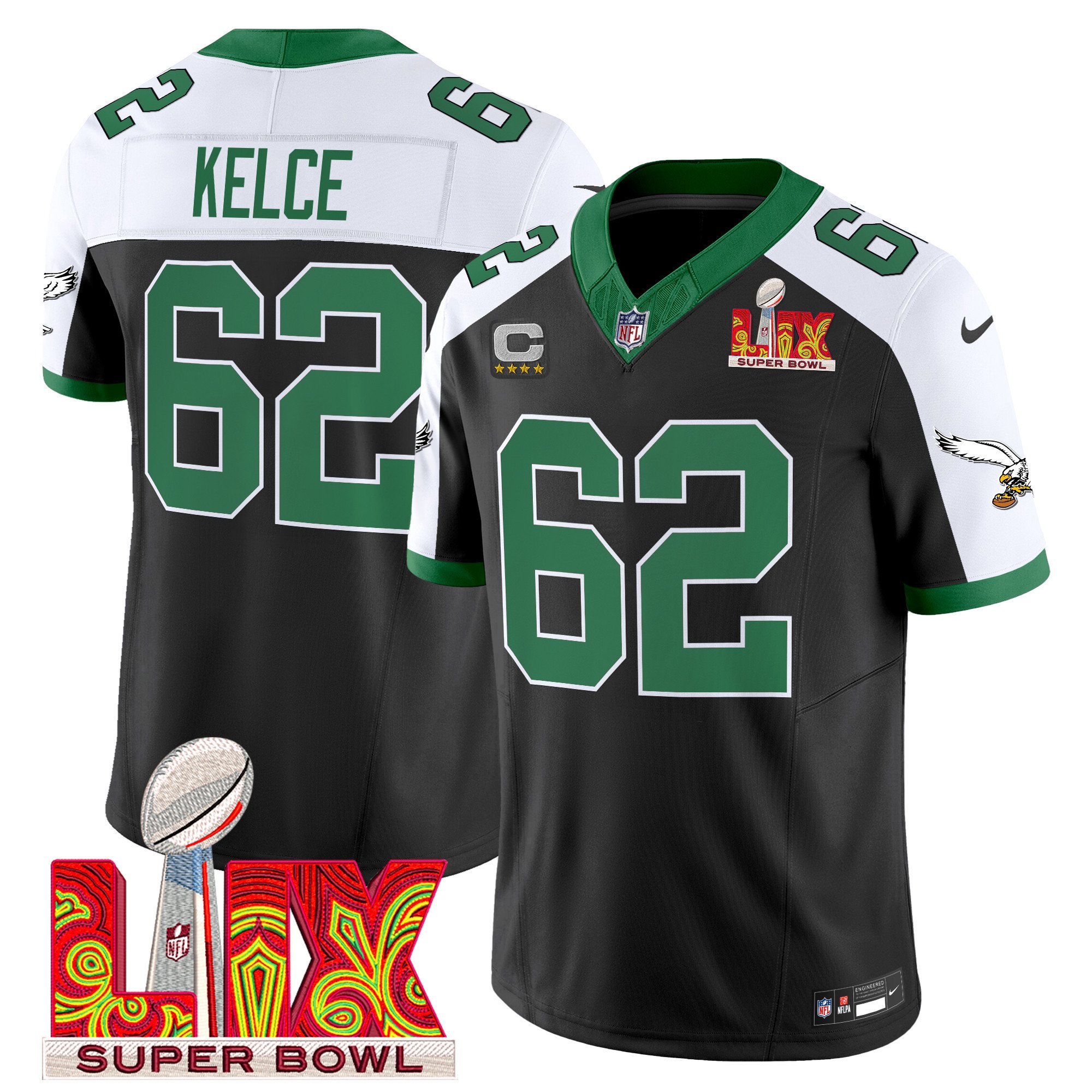 Jason Kelce #62 Philadelphia Eagles Super Bowl Limited Jersey - Men's | Black Alternate