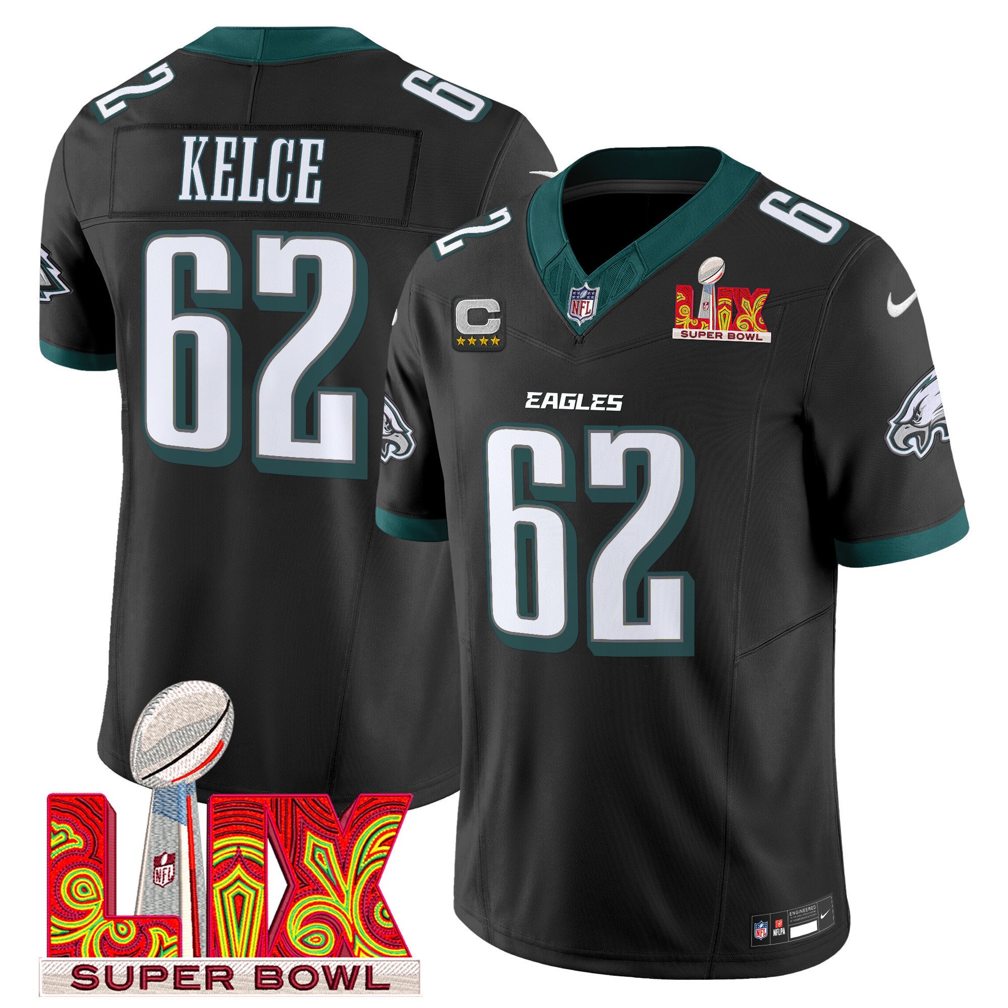 Jason Kelce #62 Philadelphia Eagles Super Bowl Limited Jersey - Men's | Black
