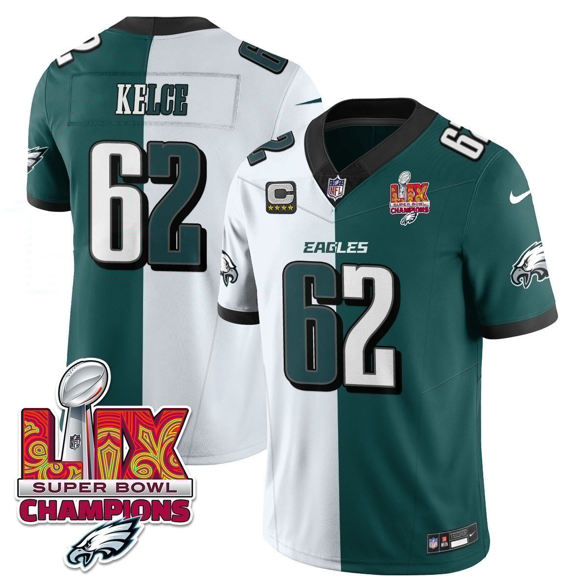 Jason Kelce #62 Philadelphia Eagles Super Bowl LIX Champions Limited Jersey - Men's | Split