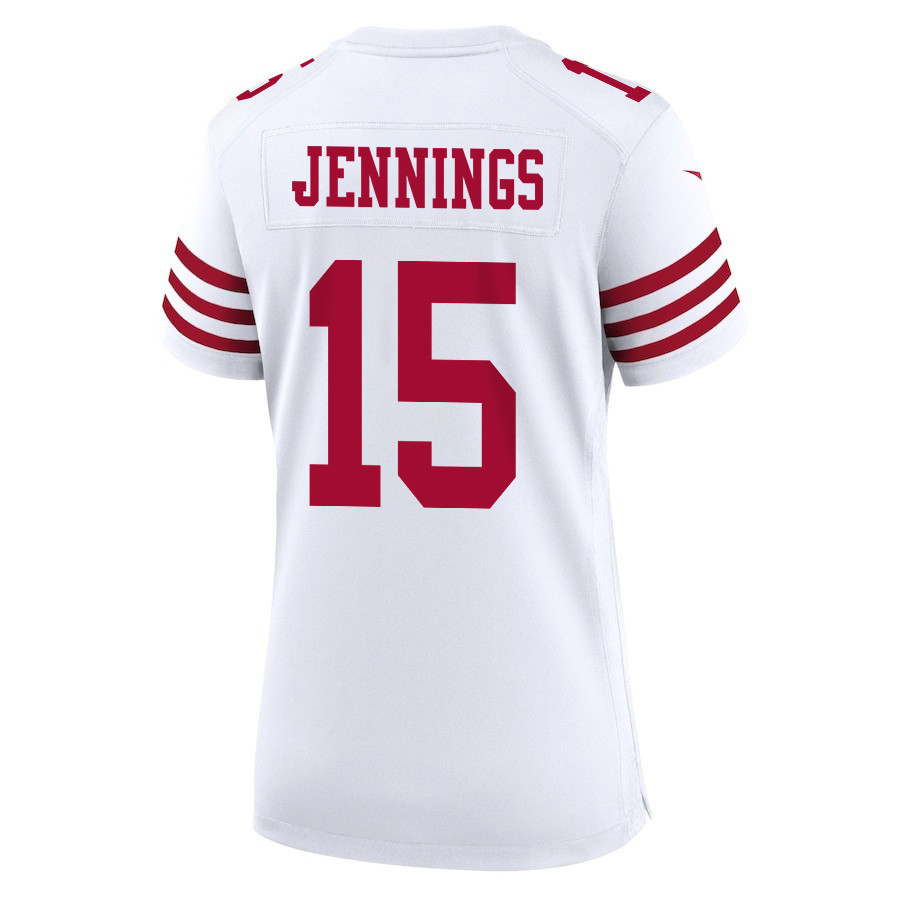 Jauan Jennings #15 San Francisco 49ers Super Bowl LVIII Patch Game Jersey - Women's | White - Image 3