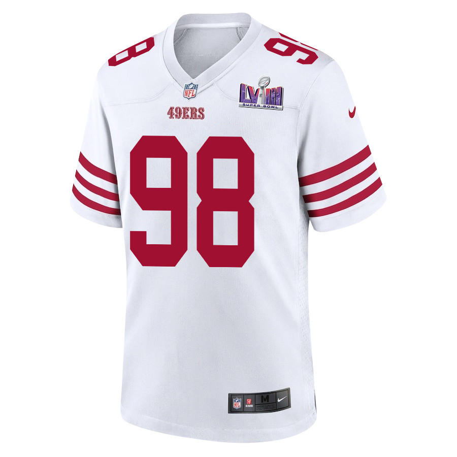 Alternative view of Javon Hargrave #98 San Francisco 49ers Super Bowl LVIII Patch Game Jersey - Men's | White