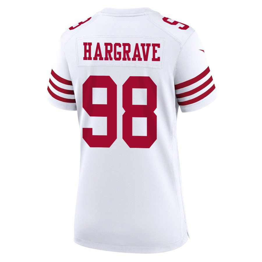 Javon Hargrave #98 San Francisco 49ers Super Bowl LVIII Patch Game Jersey - Women's | White - Image 3